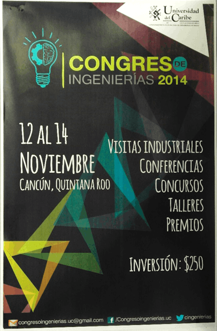 Cartel oficial del Congreso de Ingenierías 2014 - Universidad del Caribe