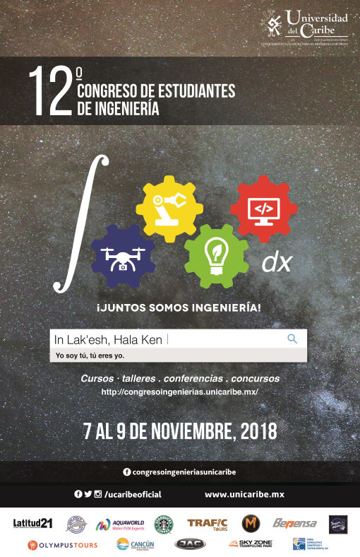 Cartel oficial del 12º Congreso de Estudiantes de Ingeniería 2018 - Universidad del Caribe