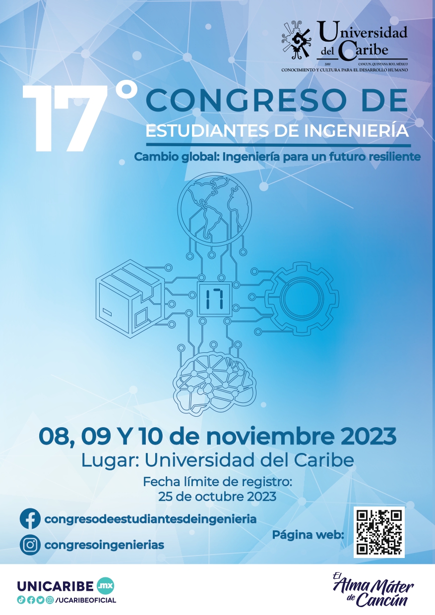 Cartel oficial del 17º Congreso de Estudiantes de Ingeniería 2023 - Universidad del Caribe