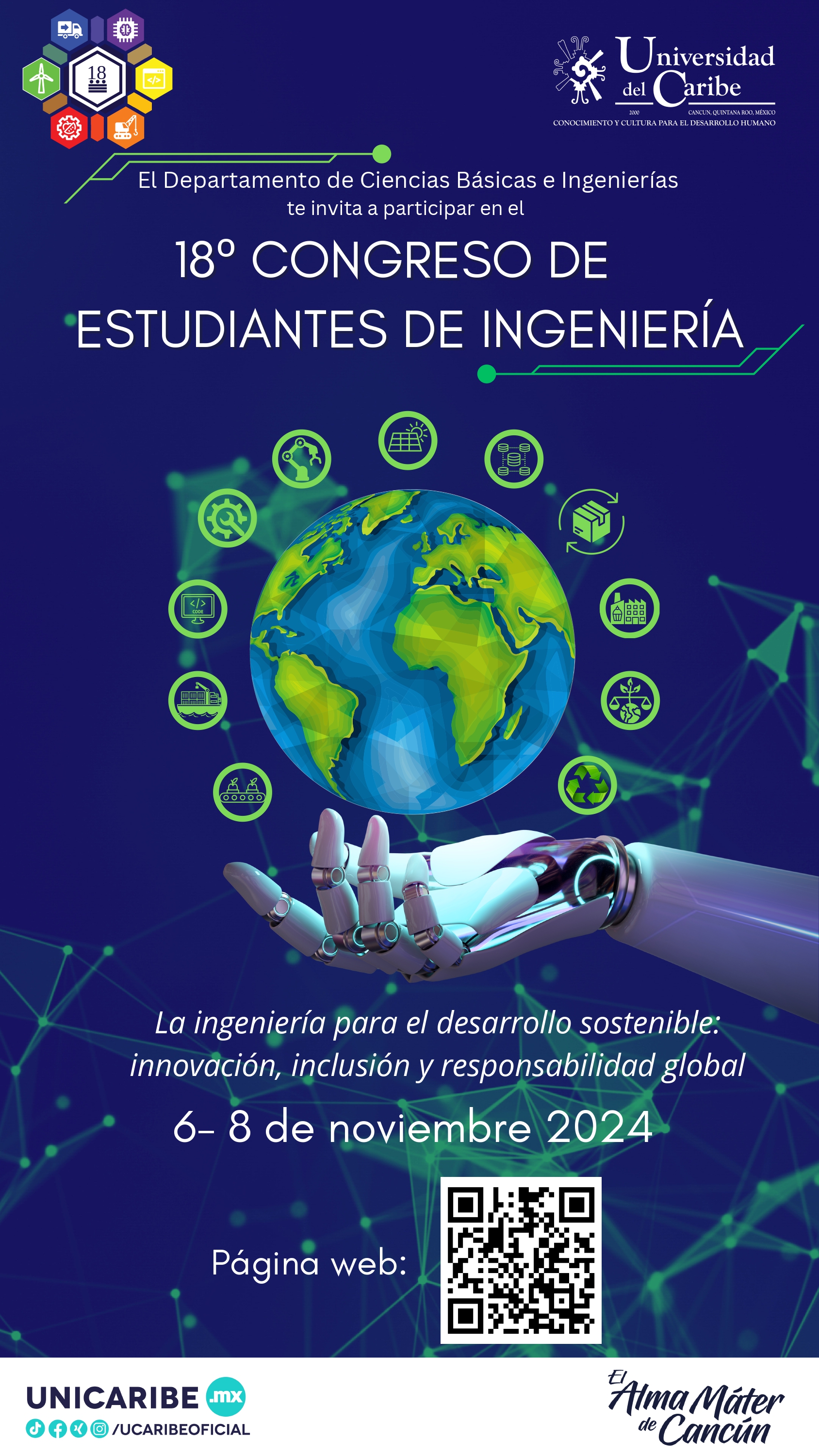 Cartel oficial del 18º Congreso de Estudiantes de Ingeniería 2024 - Universidad del Caribe